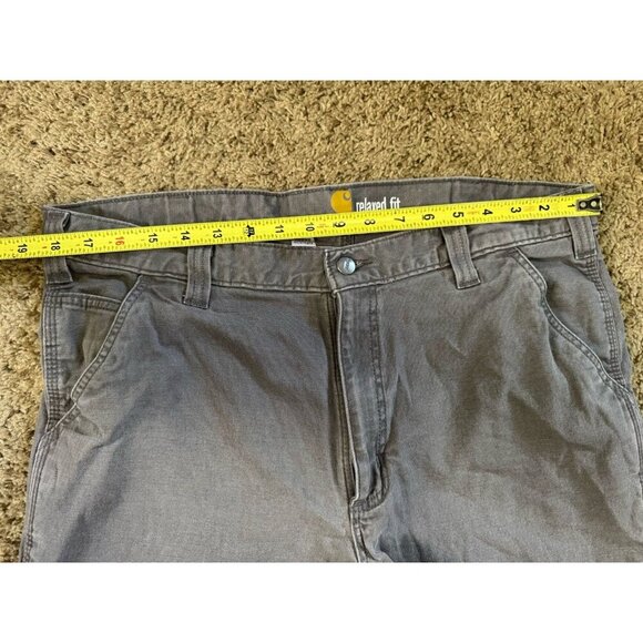 CARHARTT Gray Canvas Carpenter Pants Relaxed Fit Workwear Rugged 36x31 READ - Picture 6 of 9